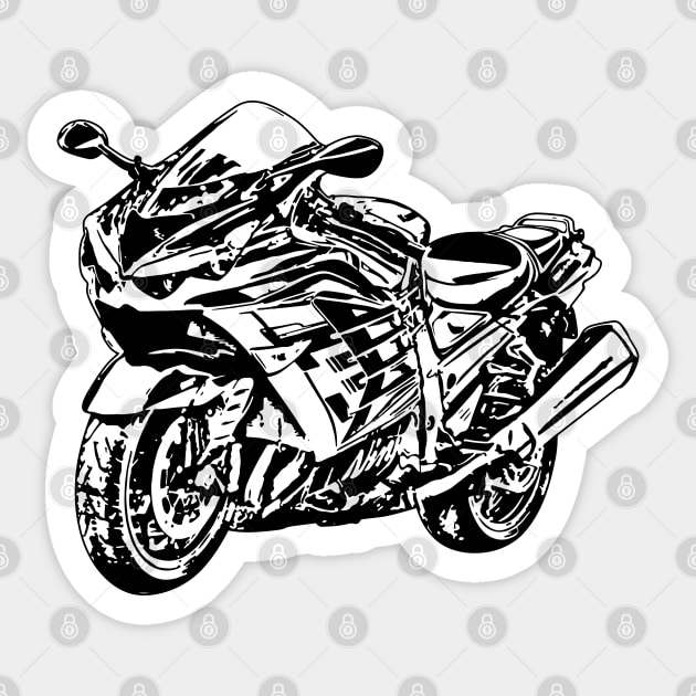 ZX14R Motorcycle Sketch Art Sticker by DemangDesign